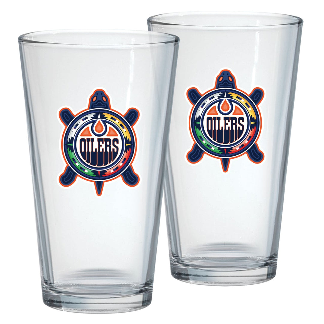 Edmonton Oilers Turtle Island Logo 2 PC Mixing Glass Set