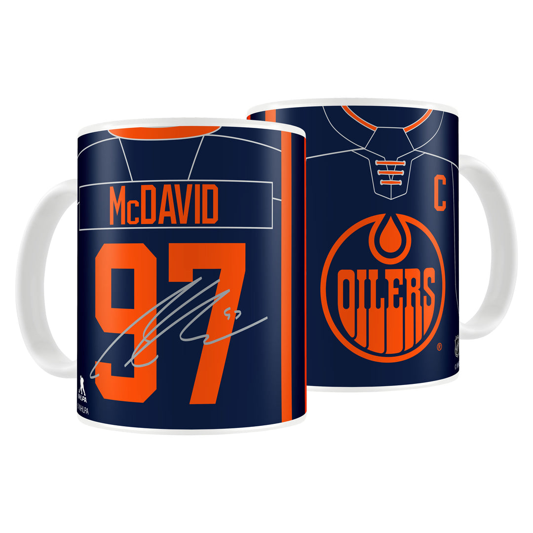 Connor McDavid Edmonton Oilers Mustang 15 oz Sublimated Alternate Navy Jersey Mug