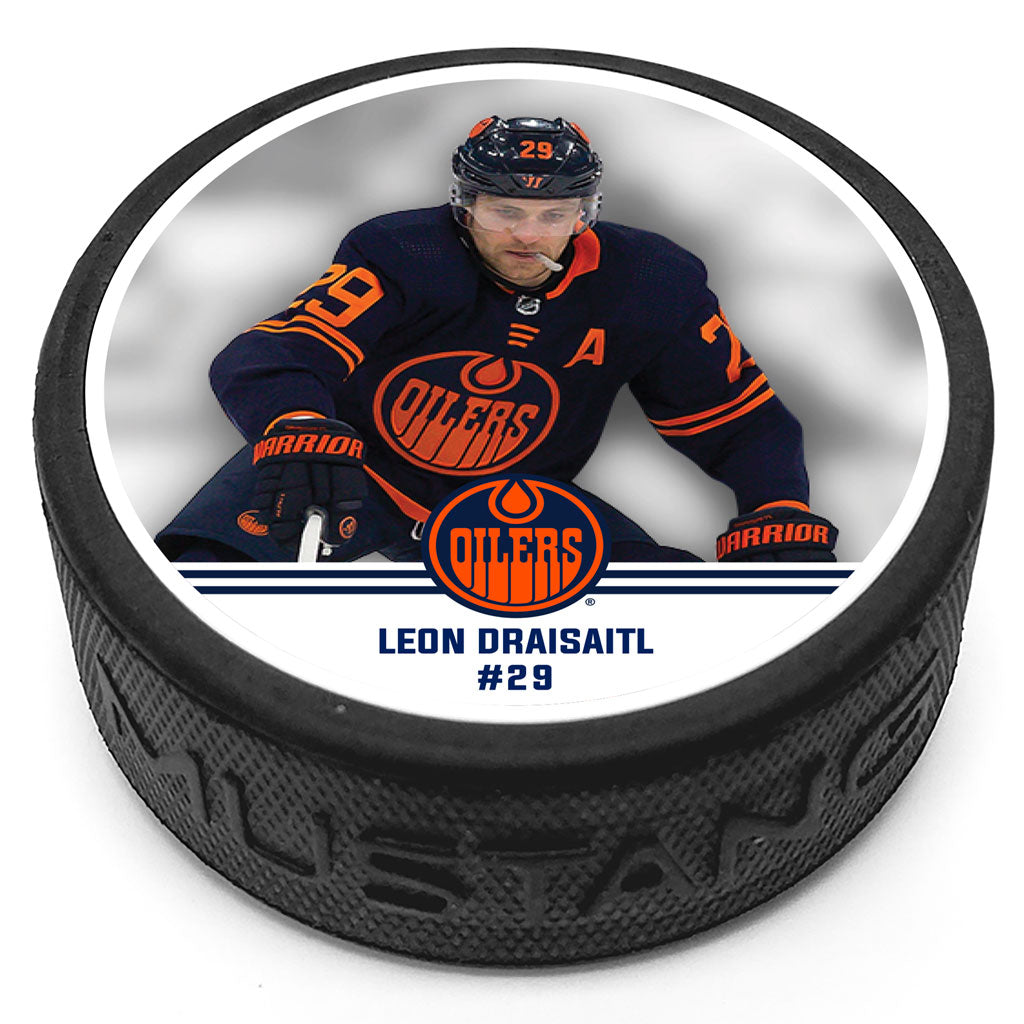 Leon Draisaitl Edmonton Oilers Textured Photo Collectors Puck