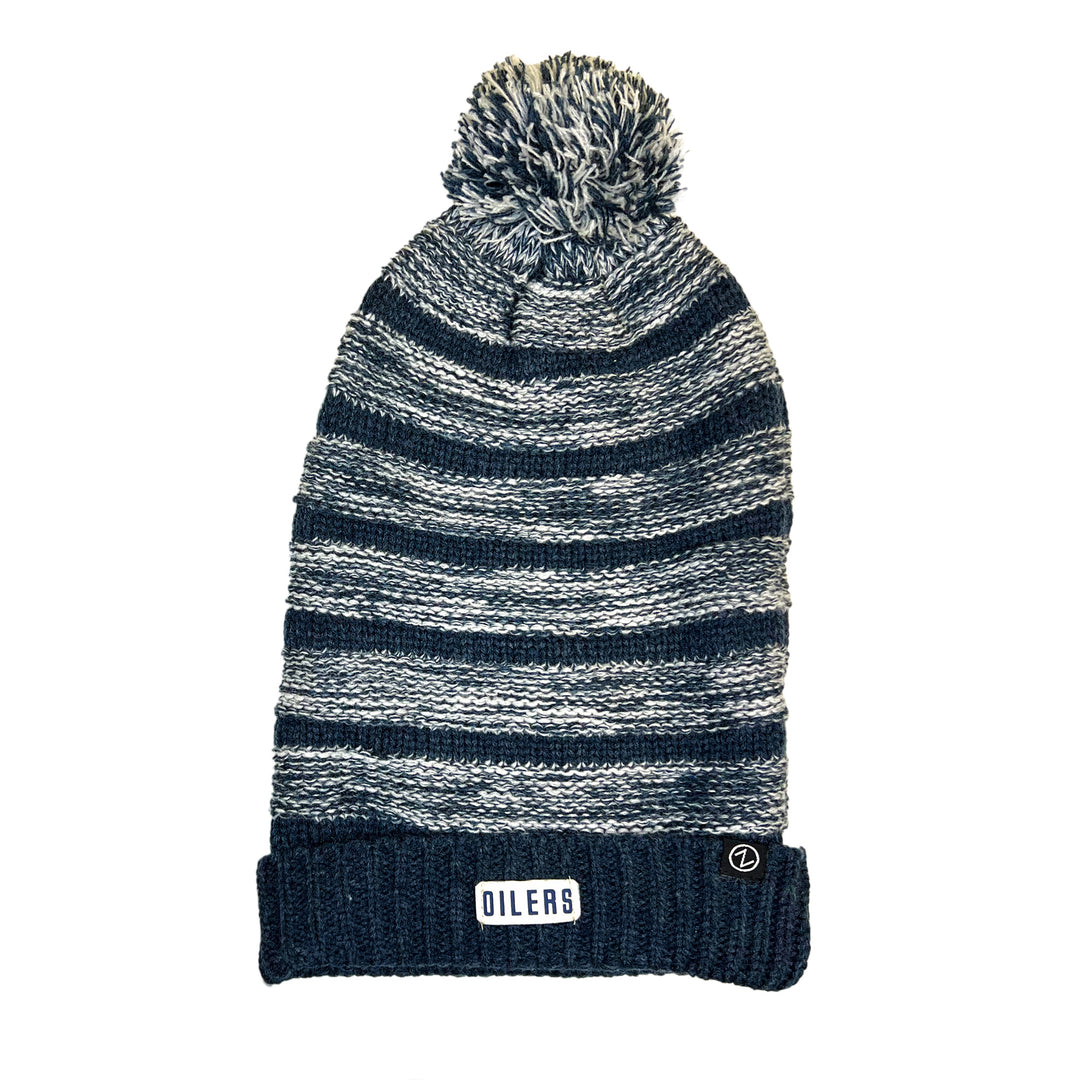 Edmonton Oilers Womens Navy Slouch/Oversized Knit Toque w/ Pom