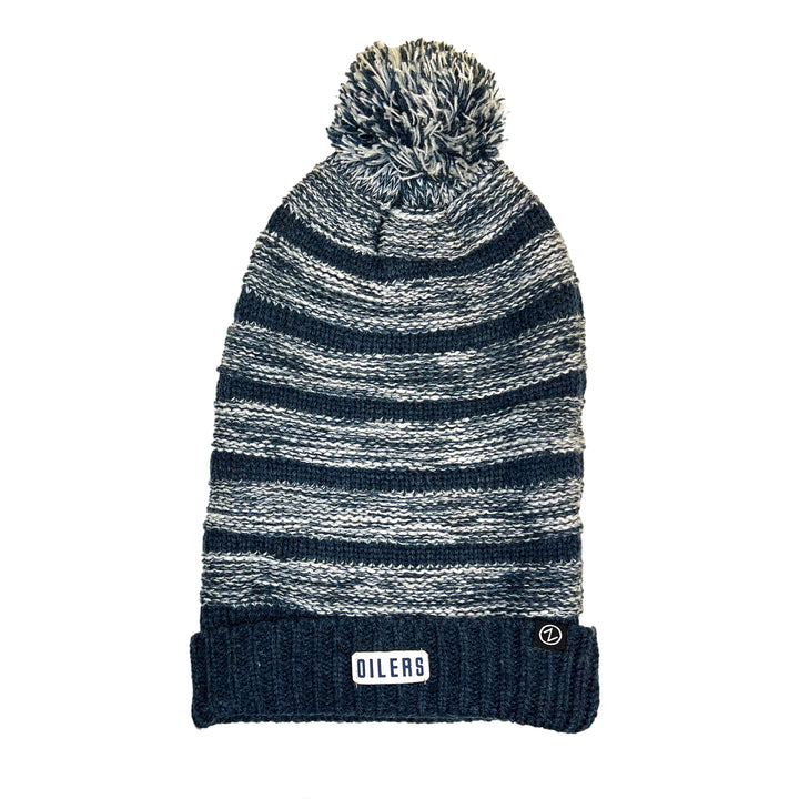 Edmonton Oilers Womens Navy Slouch/Oversized Knit Toque w/ Pom