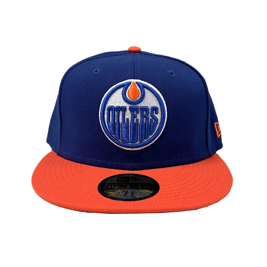 Edmonton Oilers New Era Royal Blue & Orange 59FIFTY Fitted Logo Hat