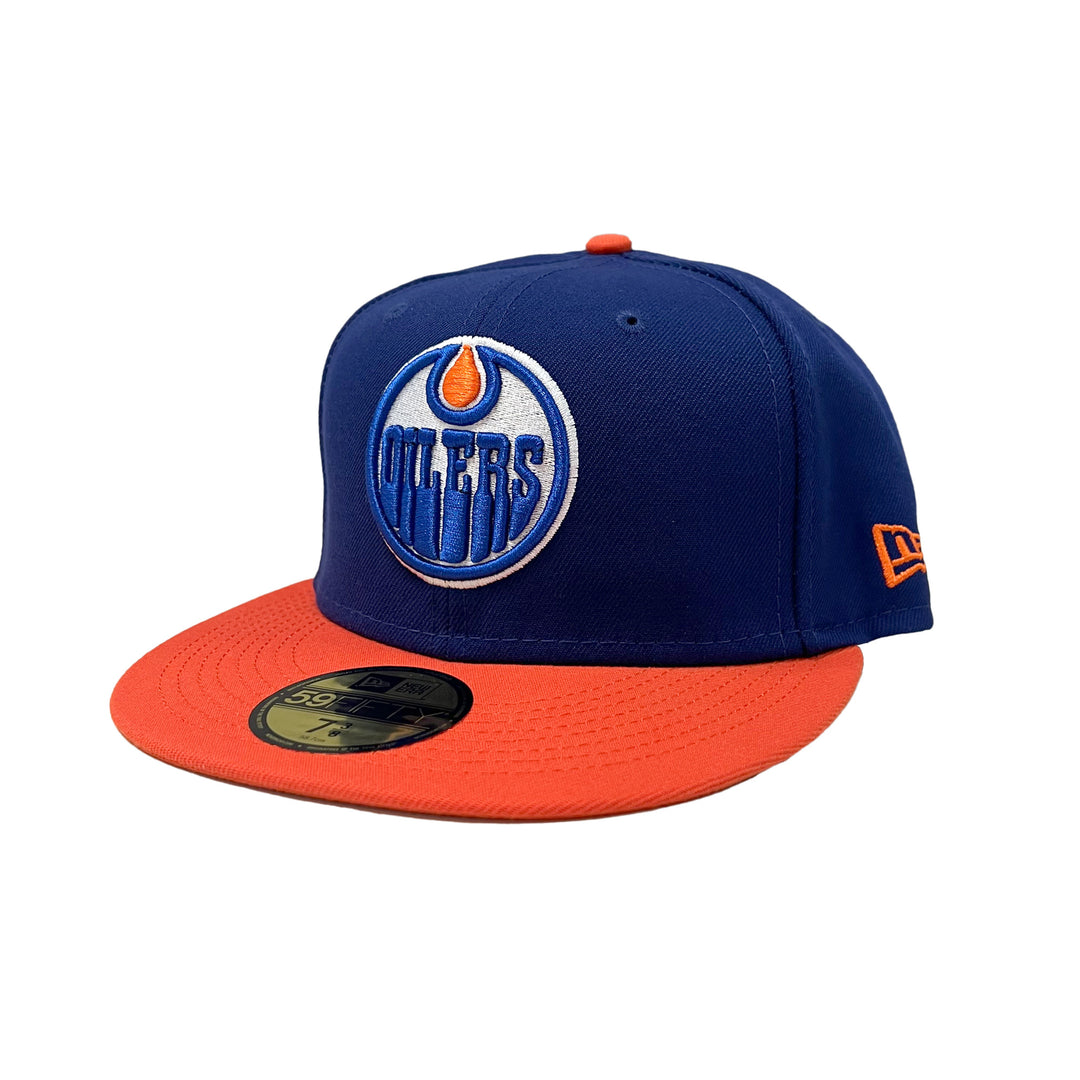Edmonton Oilers New Era Royal Blue & Orange 59FIFTY Fitted Logo Hat