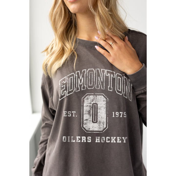 Edmonton Oilers Unisex Line Change Grey Established Long Sleeve T-Shirt