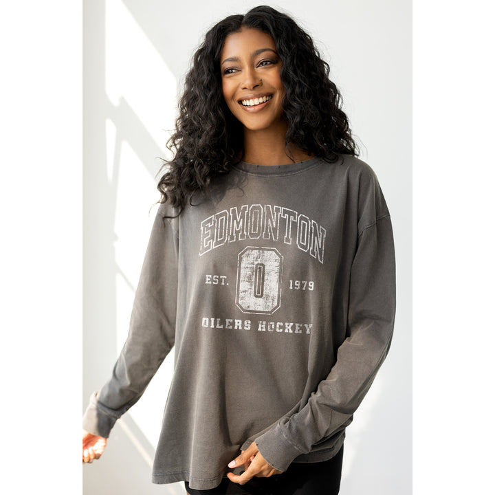 Edmonton Oilers Unisex Line Change Grey Established Long Sleeve T-Shirt