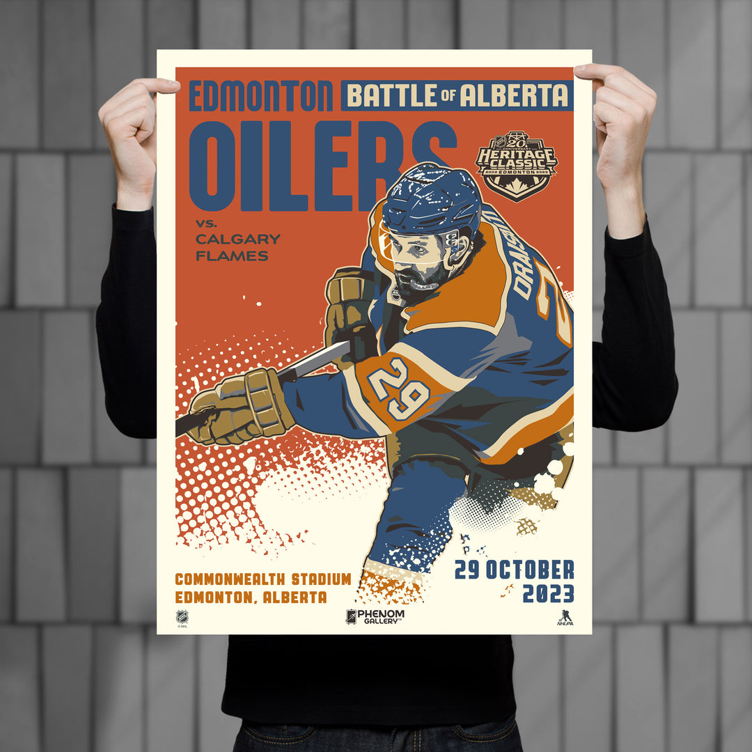 Leon Draisaitl Edmonton Oilers 2023 Heritage Classic 18" x 24" Serigraph Print LE /250