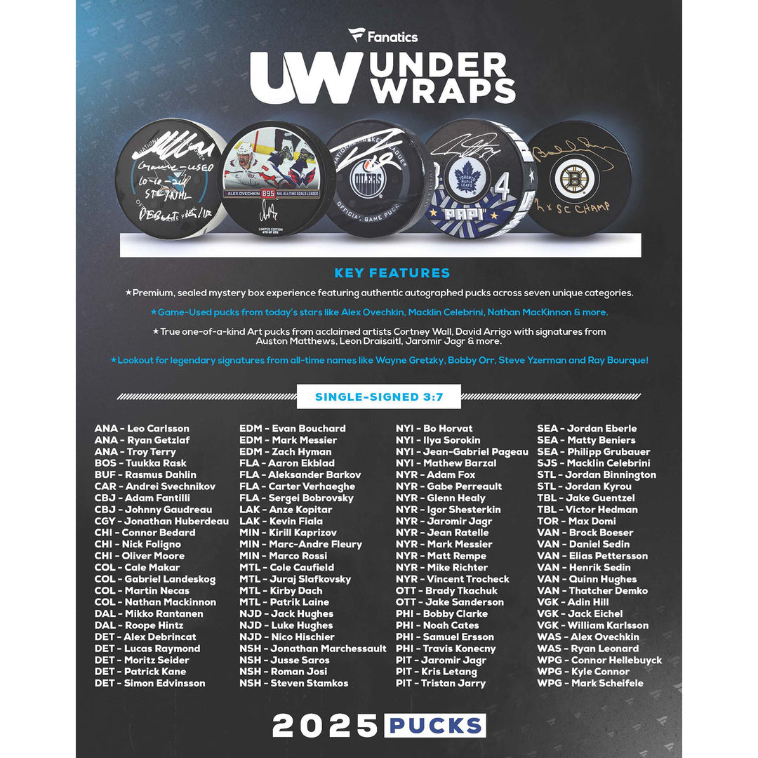 2025 Under Wraps NHL Single Puck Mystery Box