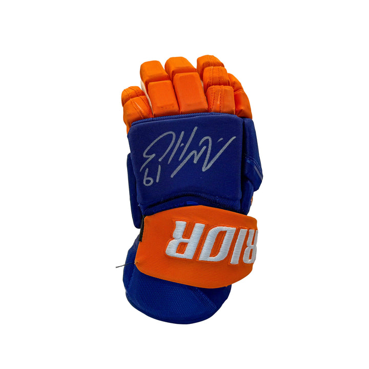 Adam Henrique Edmonton Oilers Signed Game Worn 2025-26 Warrior Royal Hockey Gloves #26531