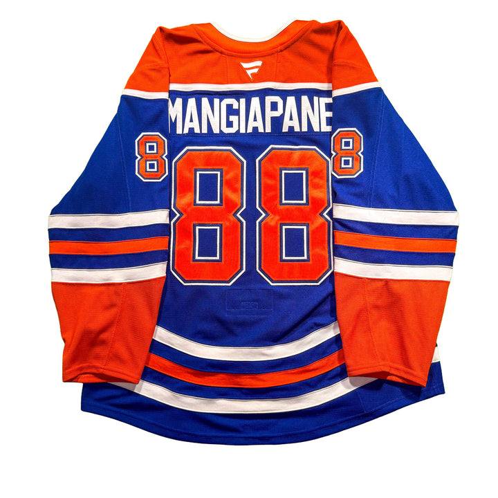 Andrew Mangiapane Edmonton Oilers Game Worn Jersey - 2025-26 Royal Blue Set #2 - D00402