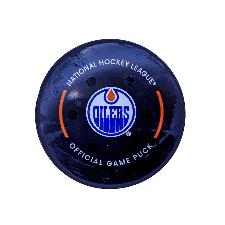 Brayden Pachal Calgary Flames Goal Puck - Mar. 29/2025 vs Edmonton Oilers #25071