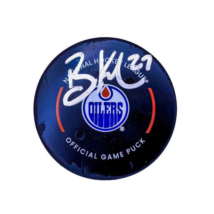 Brett Kulak Edmonton Oilers Autographed Goal Puck - Nov. 6/2024 vs Vegas Golden Knights #24899