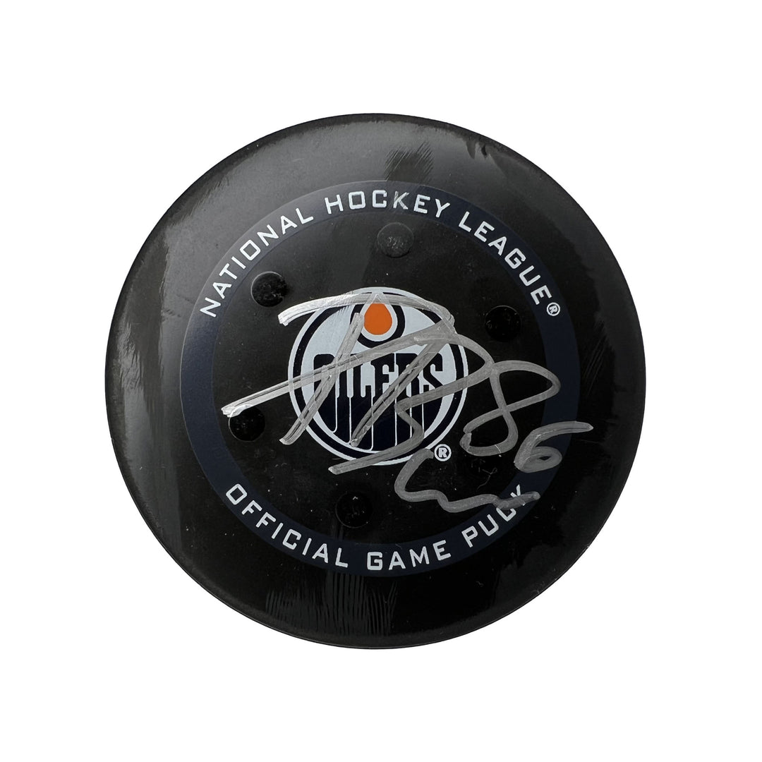 Philip Broberg Autographed Edmonton Oilers Game Used Puck - Nov. 3/2021 vs Nashville Predators