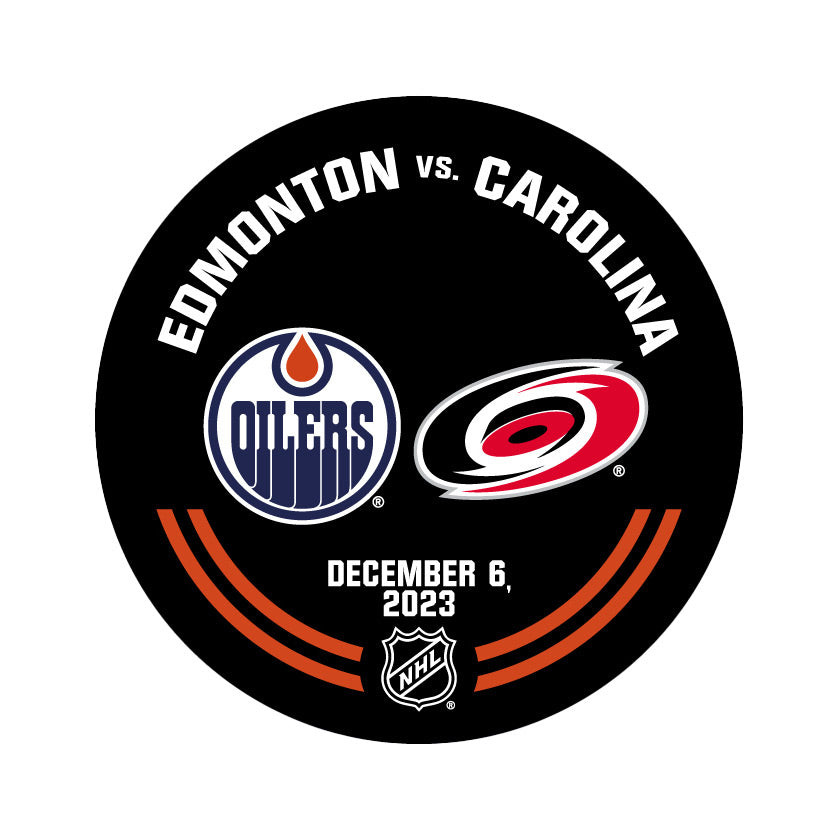 Edmonton Oilers Warm-Up Used Puck - Dec. 6/2023 vs Carolina Hurricanes *HYMAN HAT TRICK