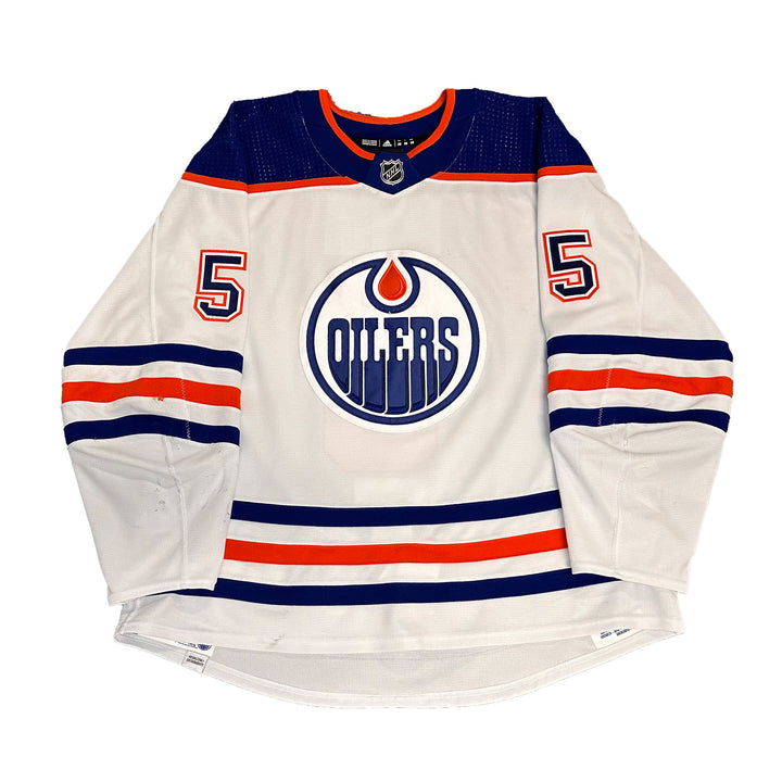 Cody Ceci Edmonton Oilers Game Worn Jersey - 2023-24 White Set #2 - B00283