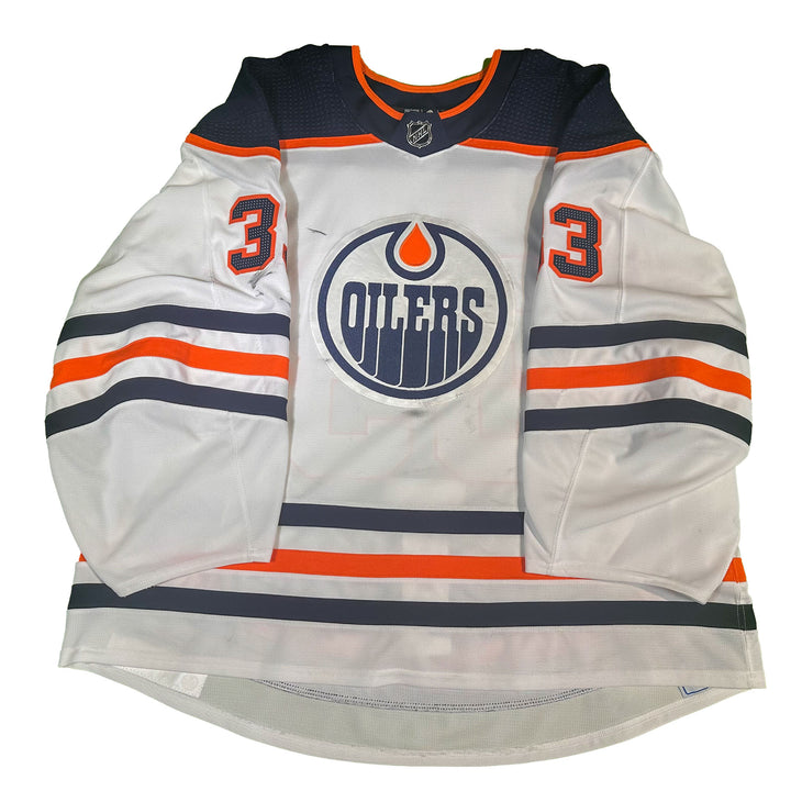 Cam Talbot Edmonton Oilers Game Worn Jersey - 2017-18 White Set #2 - P02622