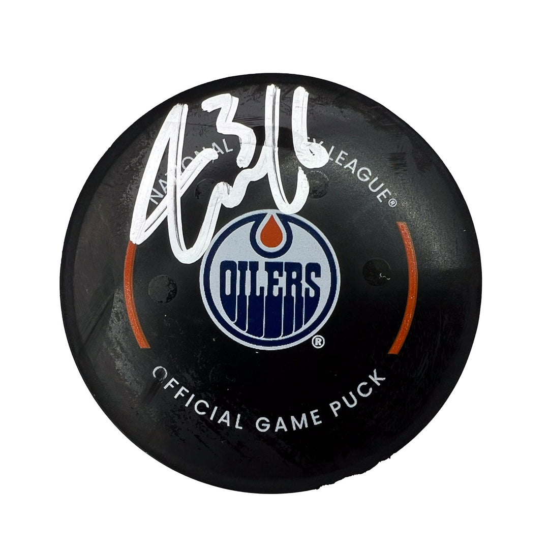 Jack Campbell Autographed Edmonton Oilers Preseason Game Used Puck - Sept. 30/2022 vs Calgary Flames