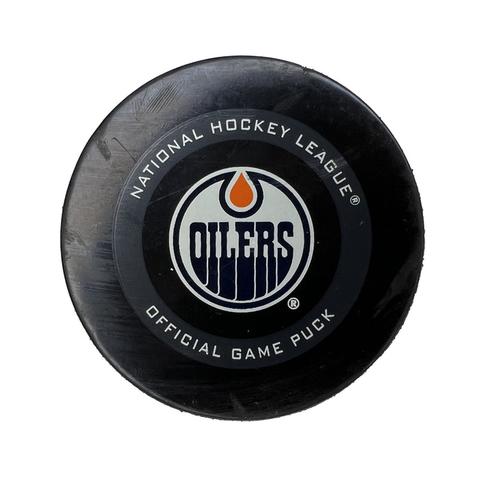 Alex Chiasson Edmonton Oilers Goal Puck - Mar. 7/2020 vs Columbus Blue Jackets