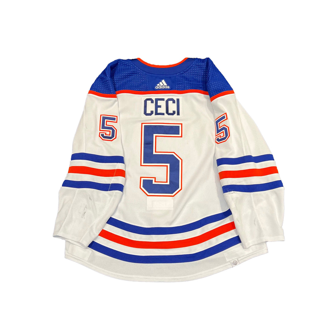 Cody Ceci Edmonton Oilers Game Worn Jersey - 2022-23 White Set #3 - A00490