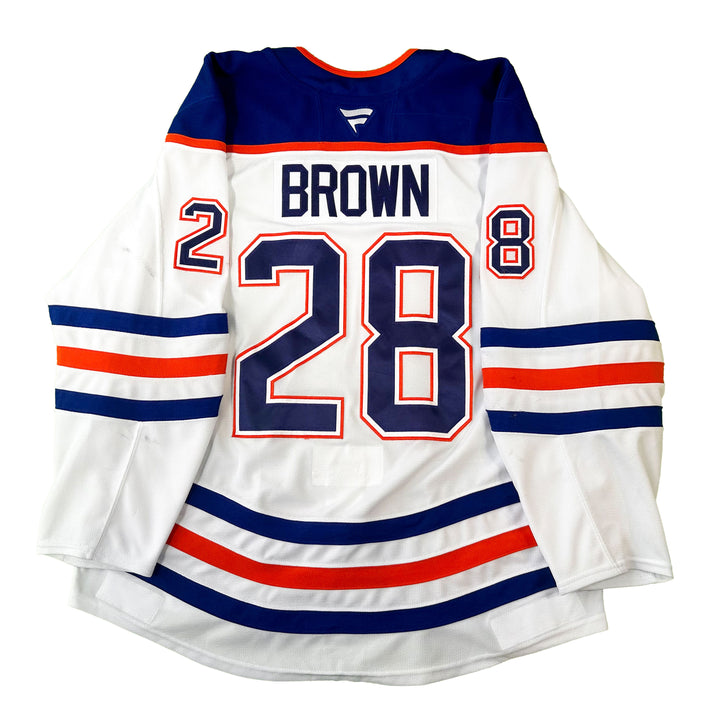 Connor Brown Edmonton Oilers Game Worn Jersey - 2024-25 White Set #2 - C00309
