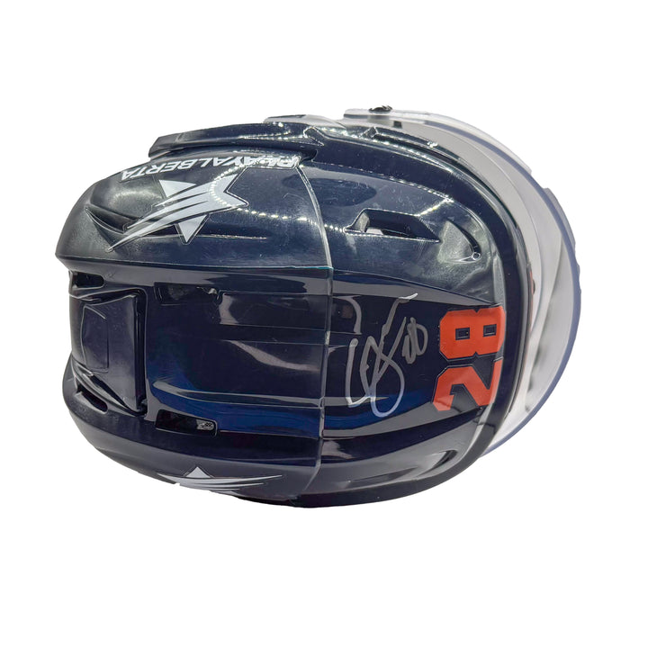 Connor Brown Edmonton Oilers Signed Game Worn 2023-24 Bauer Navy Helmet #23024