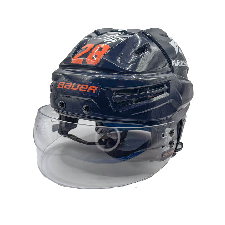 Connor Brown Edmonton Oilers Signed Game Worn 2023-24 Bauer Navy Helmet #23024