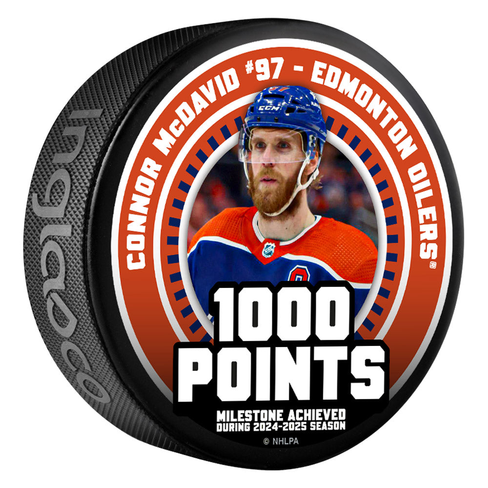Connor McDavid Edmonton Oilers 1,000 Career NHL Points Collector's Puck