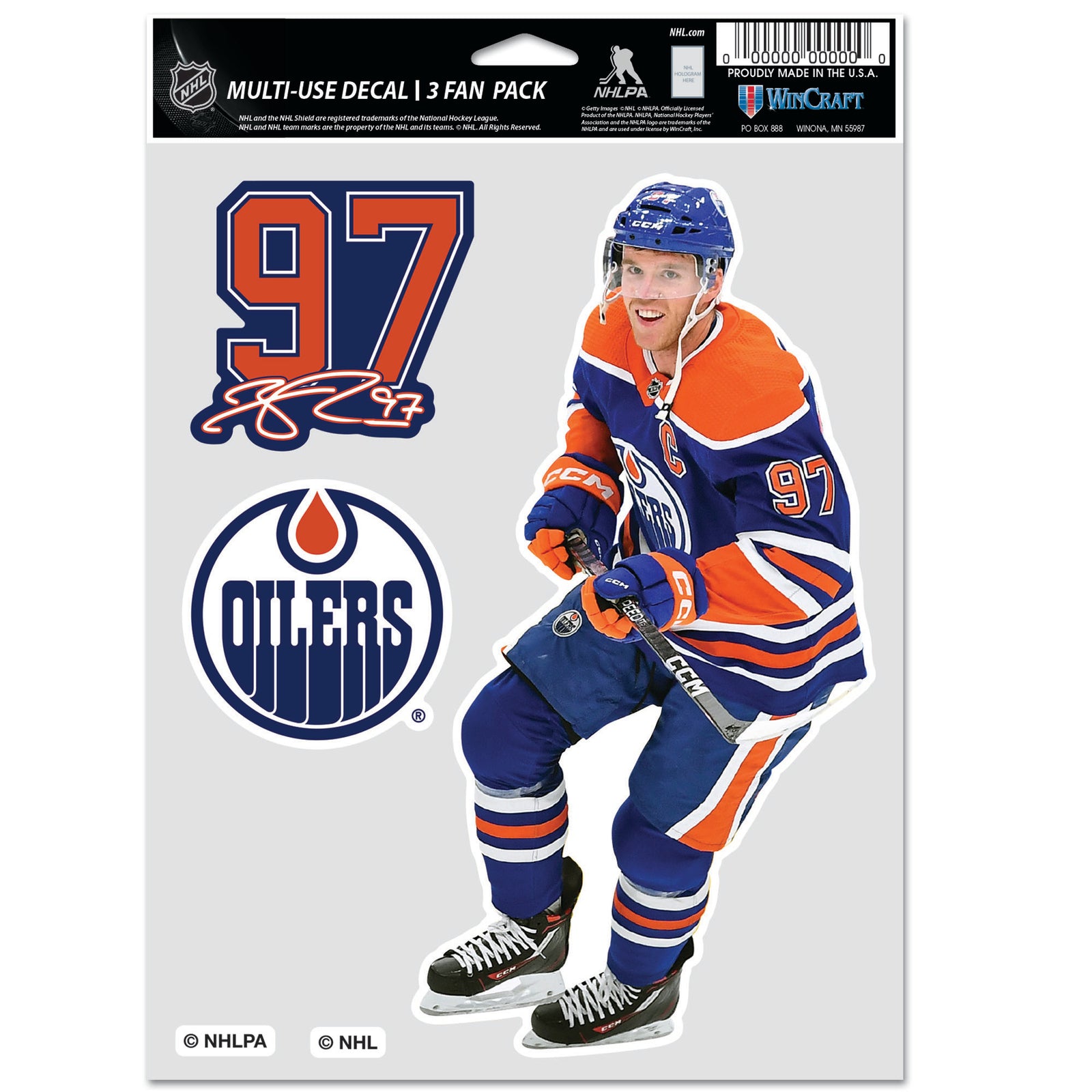 Connor McDavid Edmonton Oilers 3 Pack Fan Decal Set
