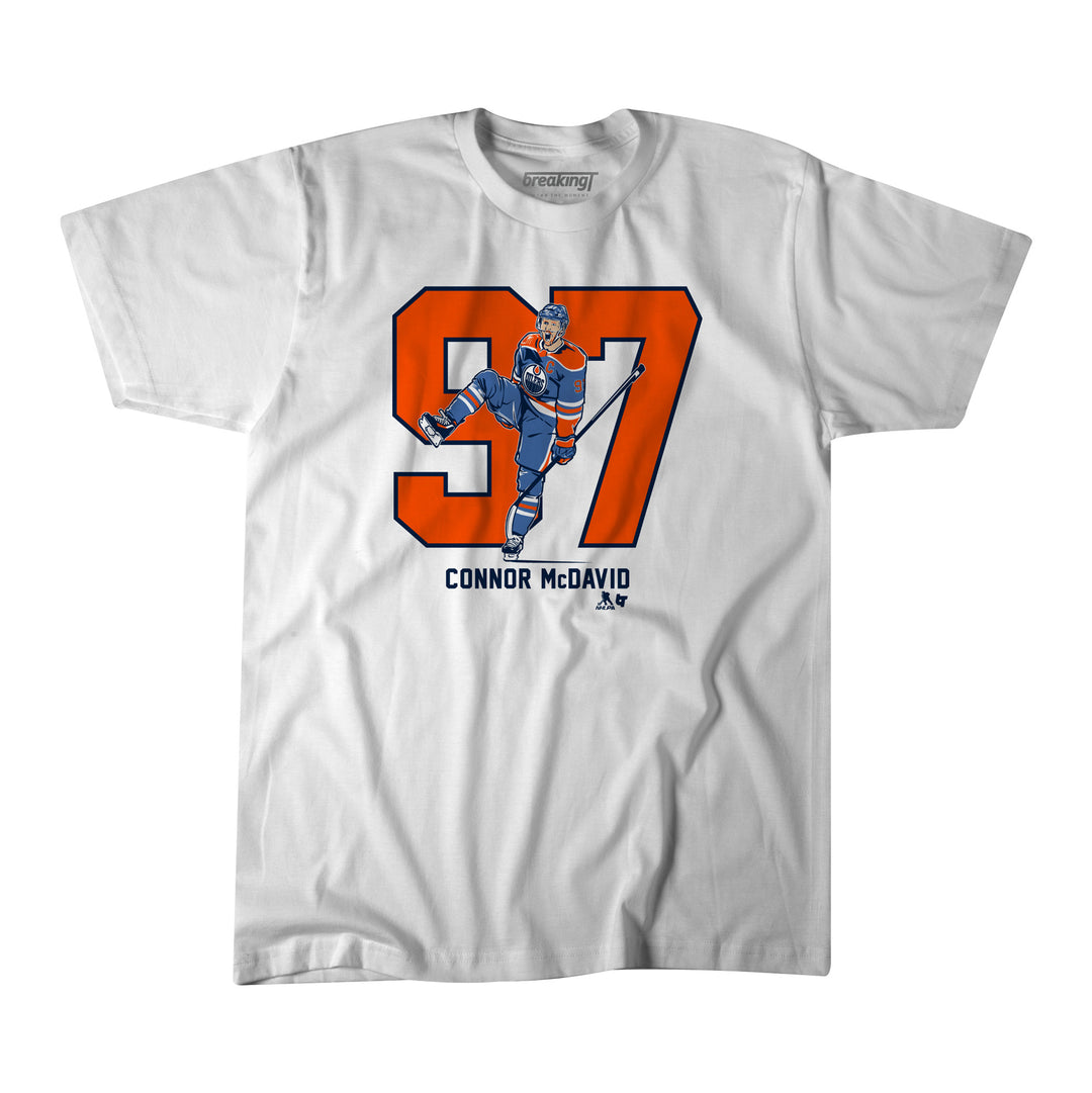 Connor McDavid Edmonton Oilers “97” White T-Shirt