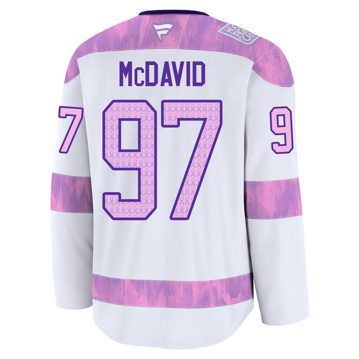 Connor McDavid Edmonton Oilers Fanatics Breakaway Hockey Fights Cancer Jersey