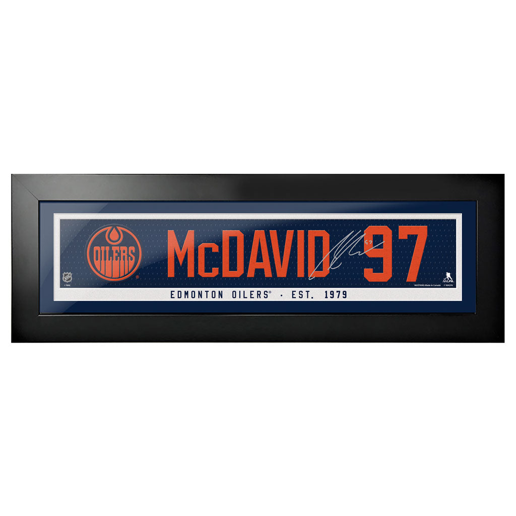 Connor McDavid Edmonton Oilers Framed 6"x 22" Jersey Print