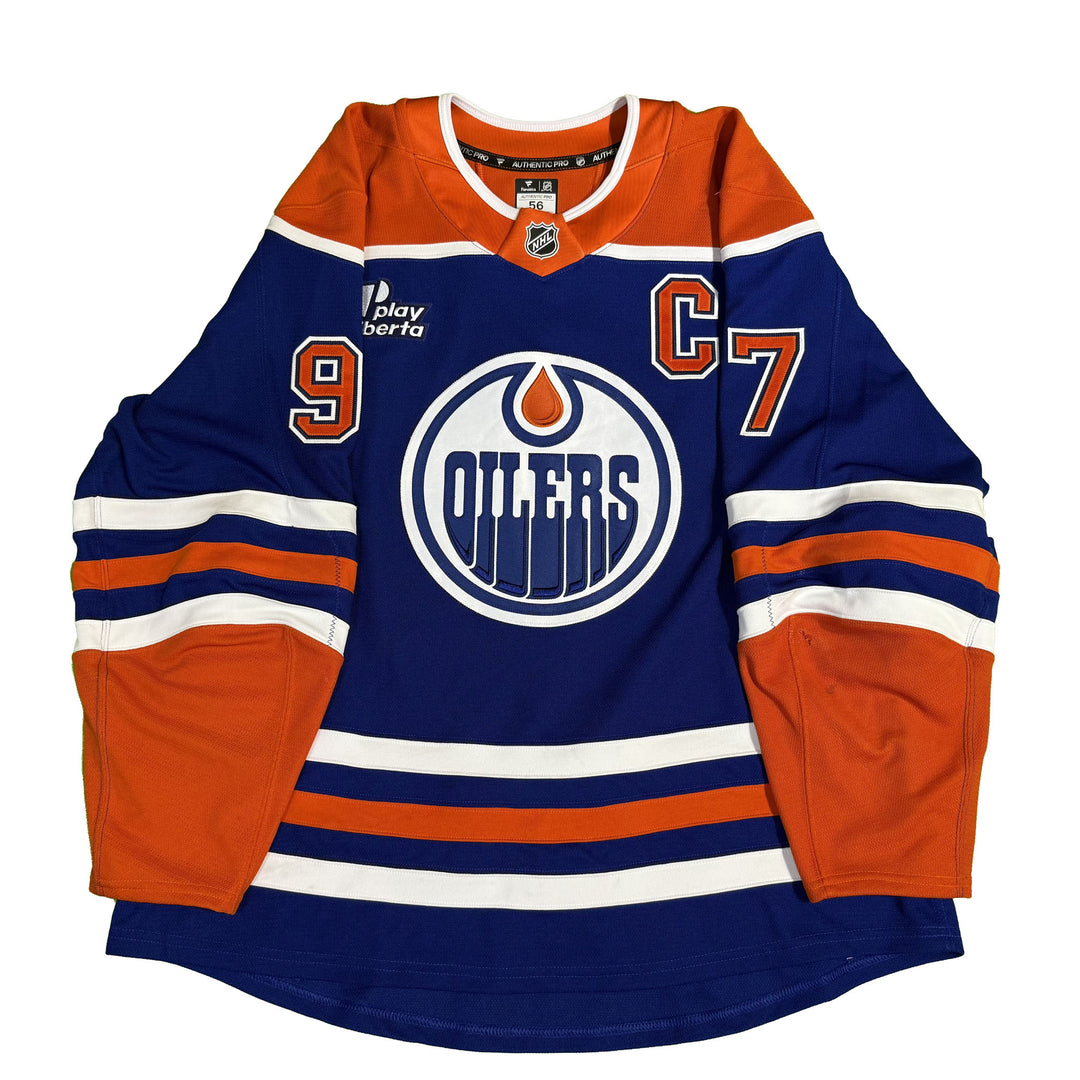 Connor McDavid Edmonton Oilers Game Worn Jersey - 2024-25 Playoffs Royal Blue Set #1 - C00417