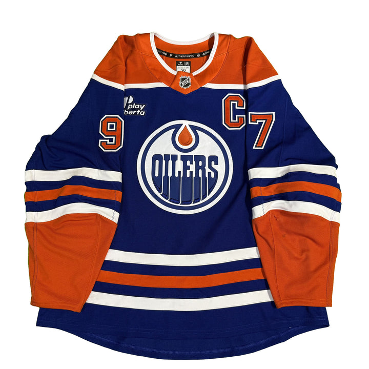 Connor McDavid Edmonton Oilers Game Worn Jersey - 2024-25 Playoffs Royal Blue Set #1 - C00417