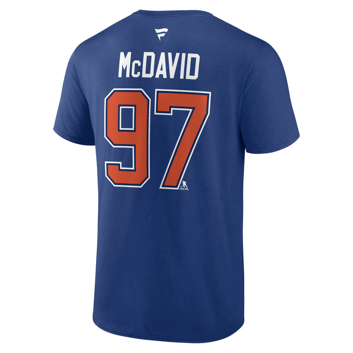Connor McDavid Edmonton Oilers Name & Number Blue T-Shirt