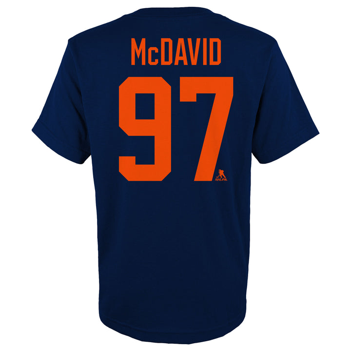 Connor McDavid Edmonton Oilers Youth Navy Alternate Logo Name & Number T-Shirt