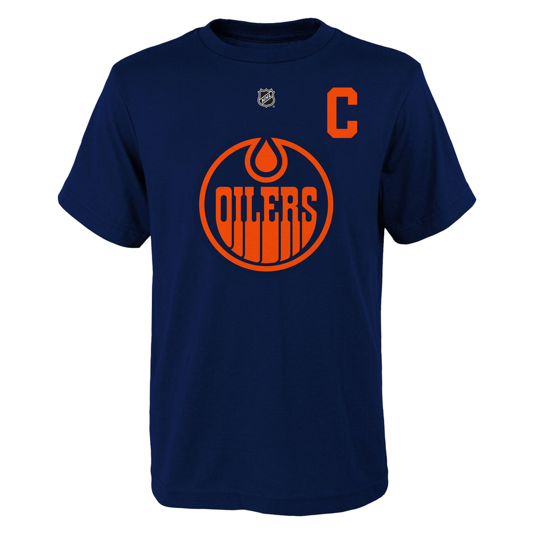 Connor McDavid Edmonton Oilers Youth Navy Alternate Logo Name & Number T-Shirt