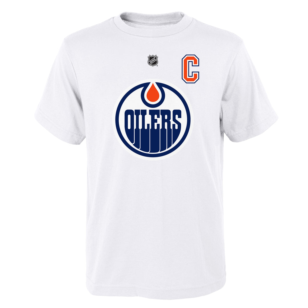 Connor McDavid Edmonton Oilers Youth Outerstuff White Name & Number T-Shirt