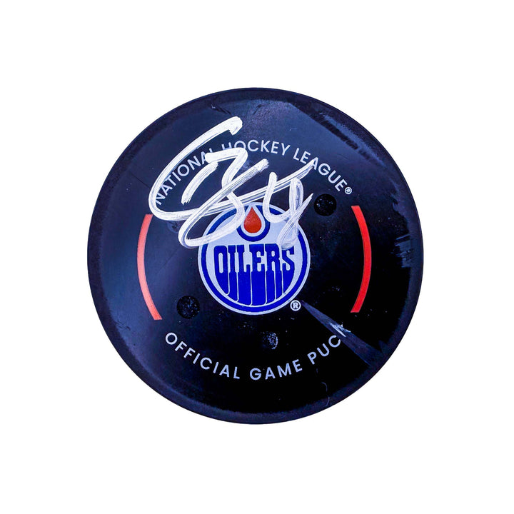 Connor Brown Edmonton Oilers Autographed Playoff Goal Puck - Apr. 25/2025 vs Los Angeles Kings #25091