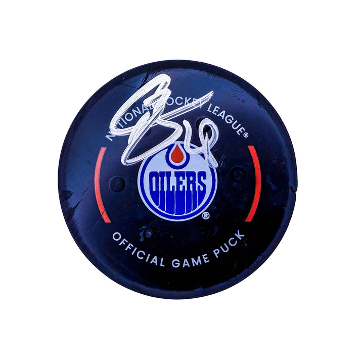 Connor Brown Edmonton Oilers Autographed Playoff Goal Puck - Apr. 25/2025 vs Los Angeles Kings #25098