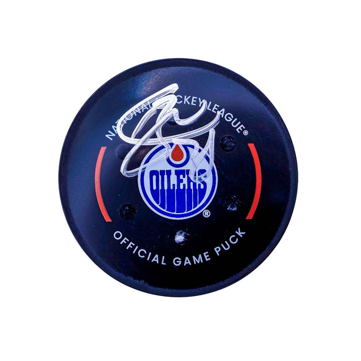 Connor Brown Edmonton Oilers Autographed Playoff Goal Puck - May. 5/2025 vs Los Angeles Kings #25112