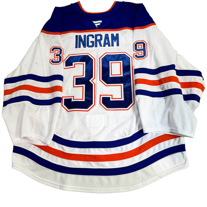 Connor Ingram Edmonton Oilers Game Worn Jersey - 2025-26 Playoffs White Set #1 - D00641