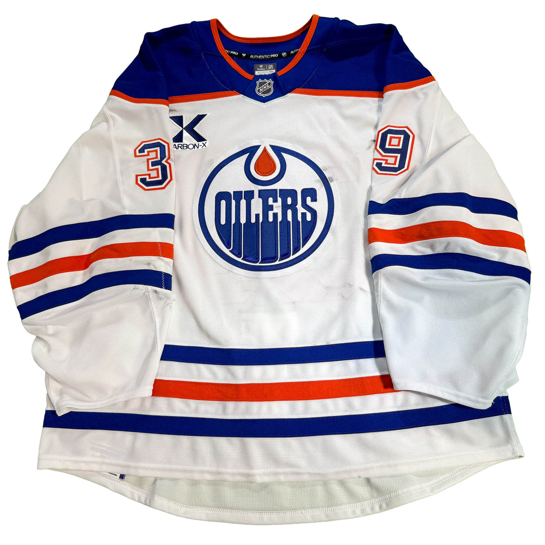 Connor Ingram Edmonton Oilers Game Worn Jersey - 2025-26 Playoffs White Set #1 - D00641