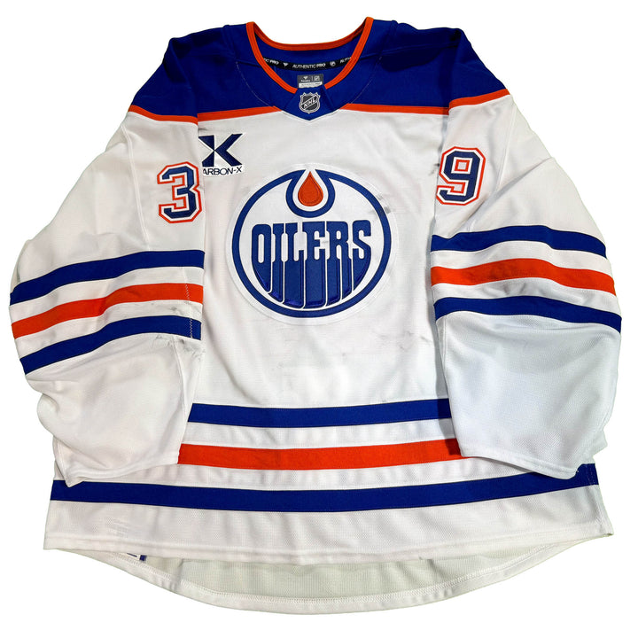 Connor Ingram Edmonton Oilers Game Worn Jersey - 2025-26 Playoffs White Set #1 - D00641