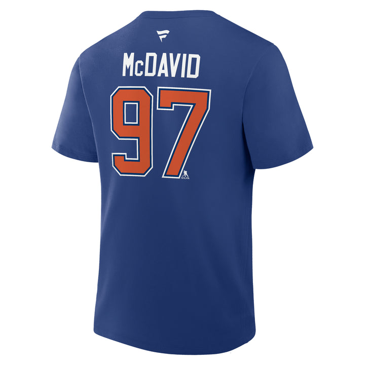 Connor McDavid Edmonton Oilers 2025-26 Name & Number Blue T-Shirt