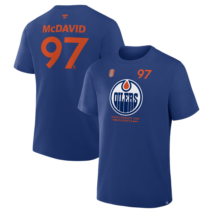 Connor McDavid Edmonton Oilers Fanatics 2026 Stanley Cup Playoffs Blue Cotton Participant T-Shirt