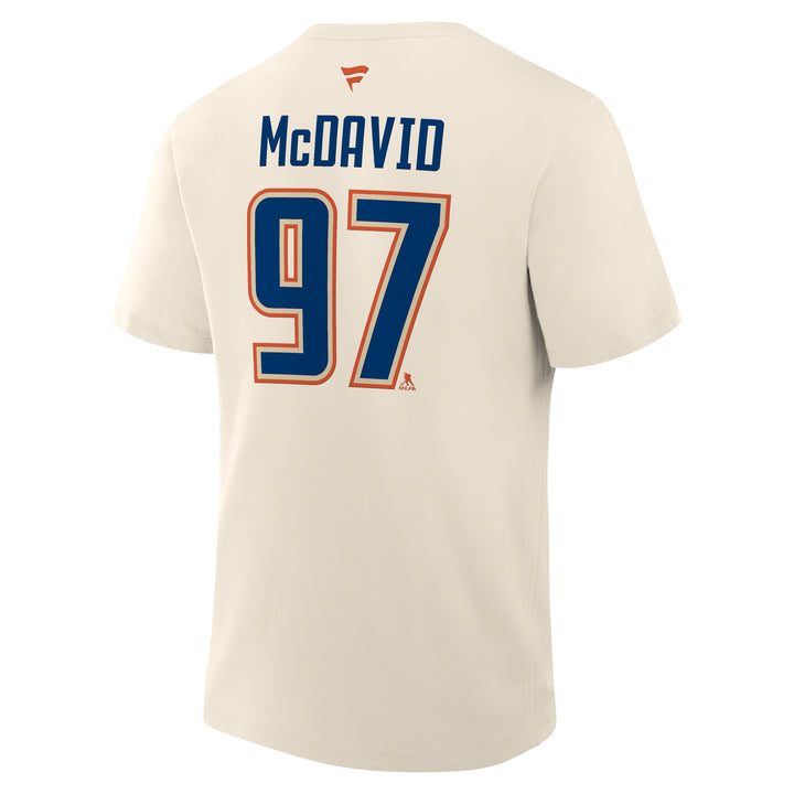 Connor McDavid Edmonton Oilers Fanatics Alternate Logo Player Name & Number Cream T-Shirt