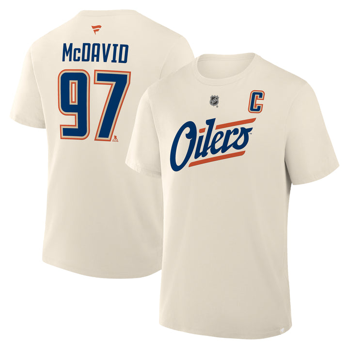 Connor McDavid Edmonton Oilers Fanatics Alternate Logo Player Name & Number Cream T-Shirt