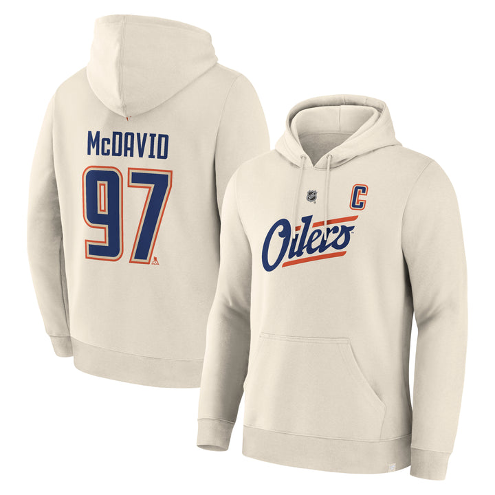 Connor McDavid Edmonton Oilers Fanatics Cream Alternate Logo Legacy Hoodie