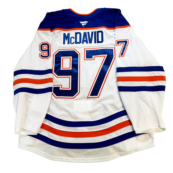 Connor McDavid Edmonton Oilers Game Worn Jersey - 2025-26 Playoffs White Set #1A - D00650