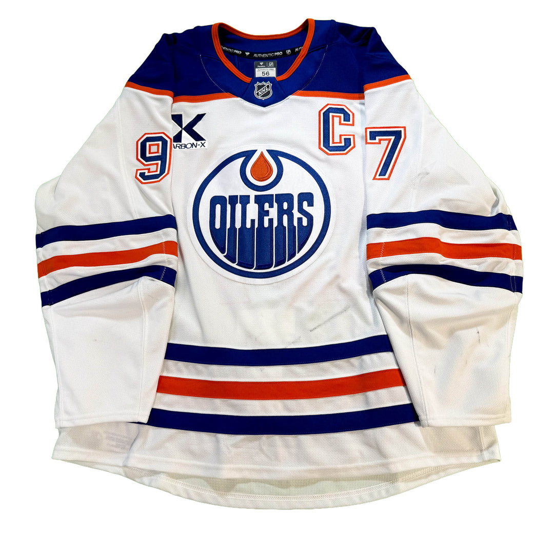 Connor McDavid Edmonton Oilers Game Worn Jersey - 2025-26 Playoffs White Set #1A - D00650