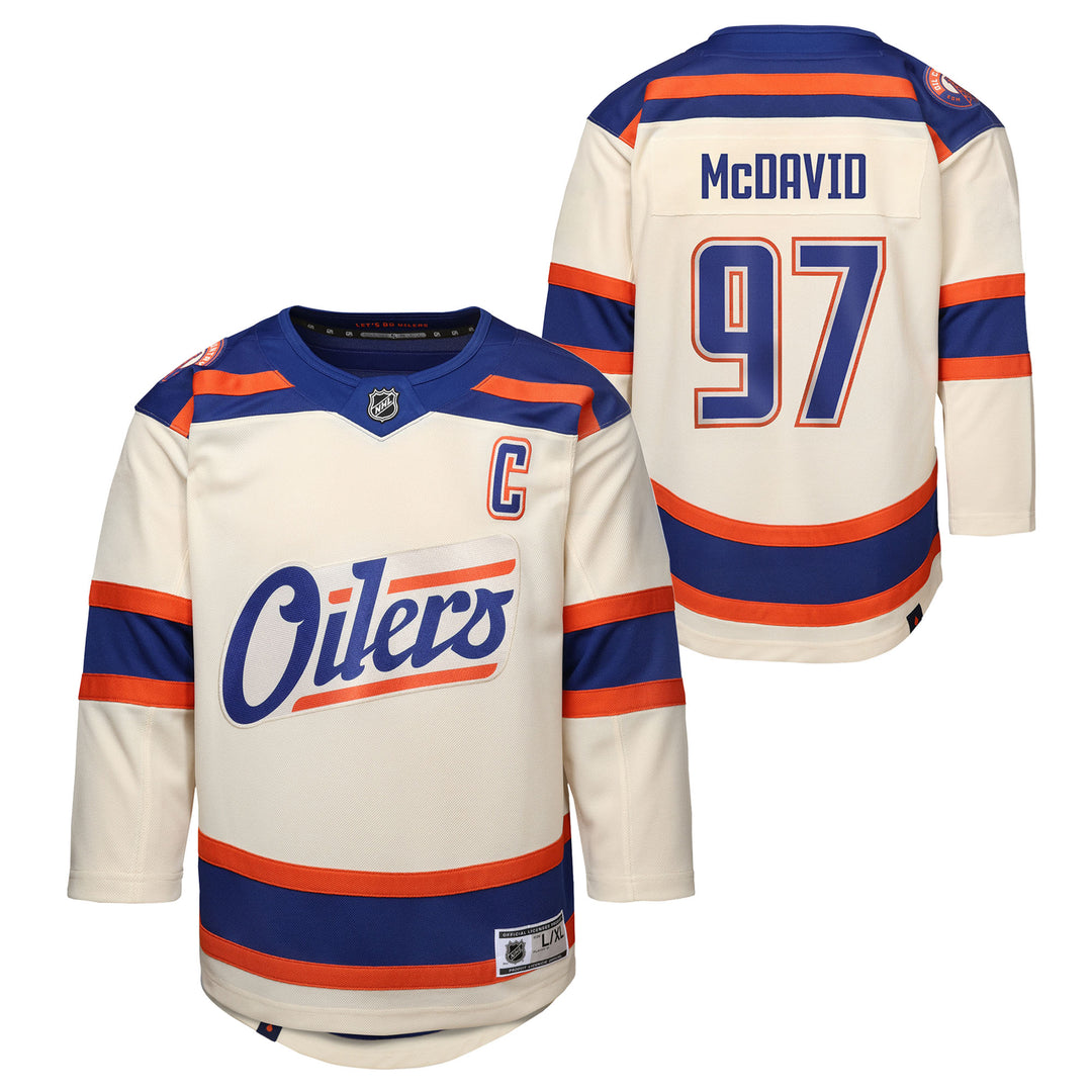 Connor McDavid Edmonton Oilers Kids Cream Alternate Jersey